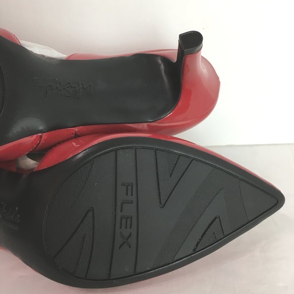 6.5W 6.5 WIDE Life Stride Suki Fire Red Patent Faux Leather Asymmetrical Heels - Picture 12 of 16
